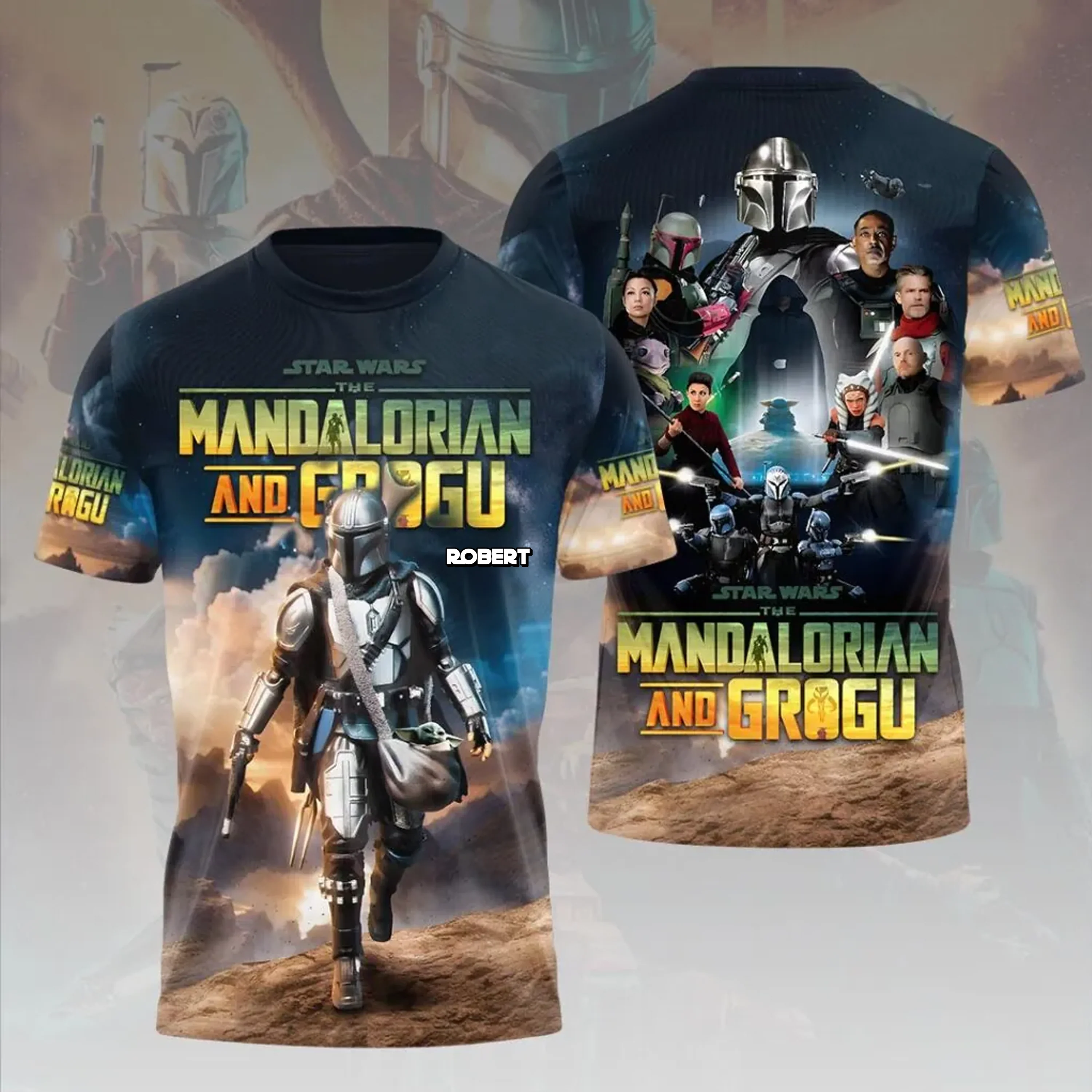 Stwa Galactic Tracker And The Child - Personalized All Over Shirt - Gift For Movie Fans