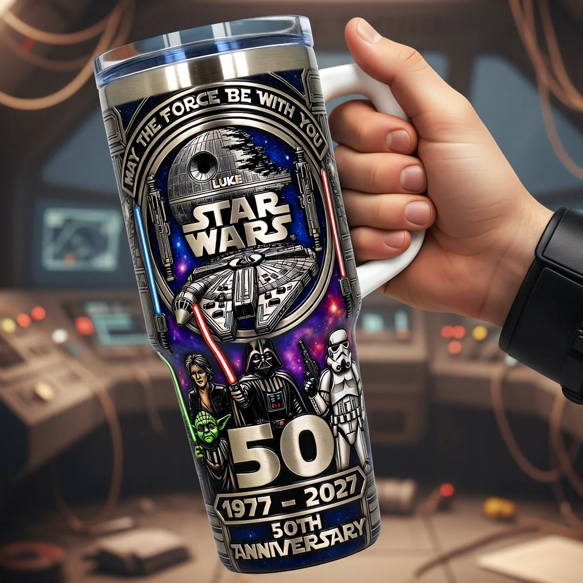 Stwa Galaxy Star 50th Anniversary May The Force Be With You - Personalized Tumbler 40oz Cup With Straw - Anniversary Gift For Movie Fans HH01 - Image 2