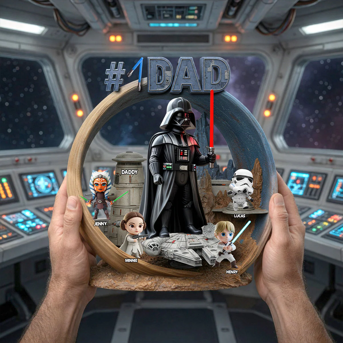 Stwa Galaxy Star Best Dad Ever - Personalized Acrylic Plaque - Gift For Father's Day NL122