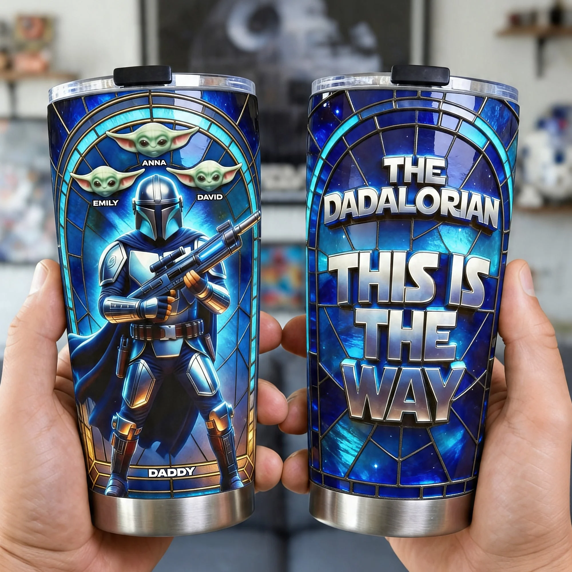 Stwa Galaxy Star Best Dad Ever - Personalized Tumbler - Gift For Dad, Movie Fans NL122