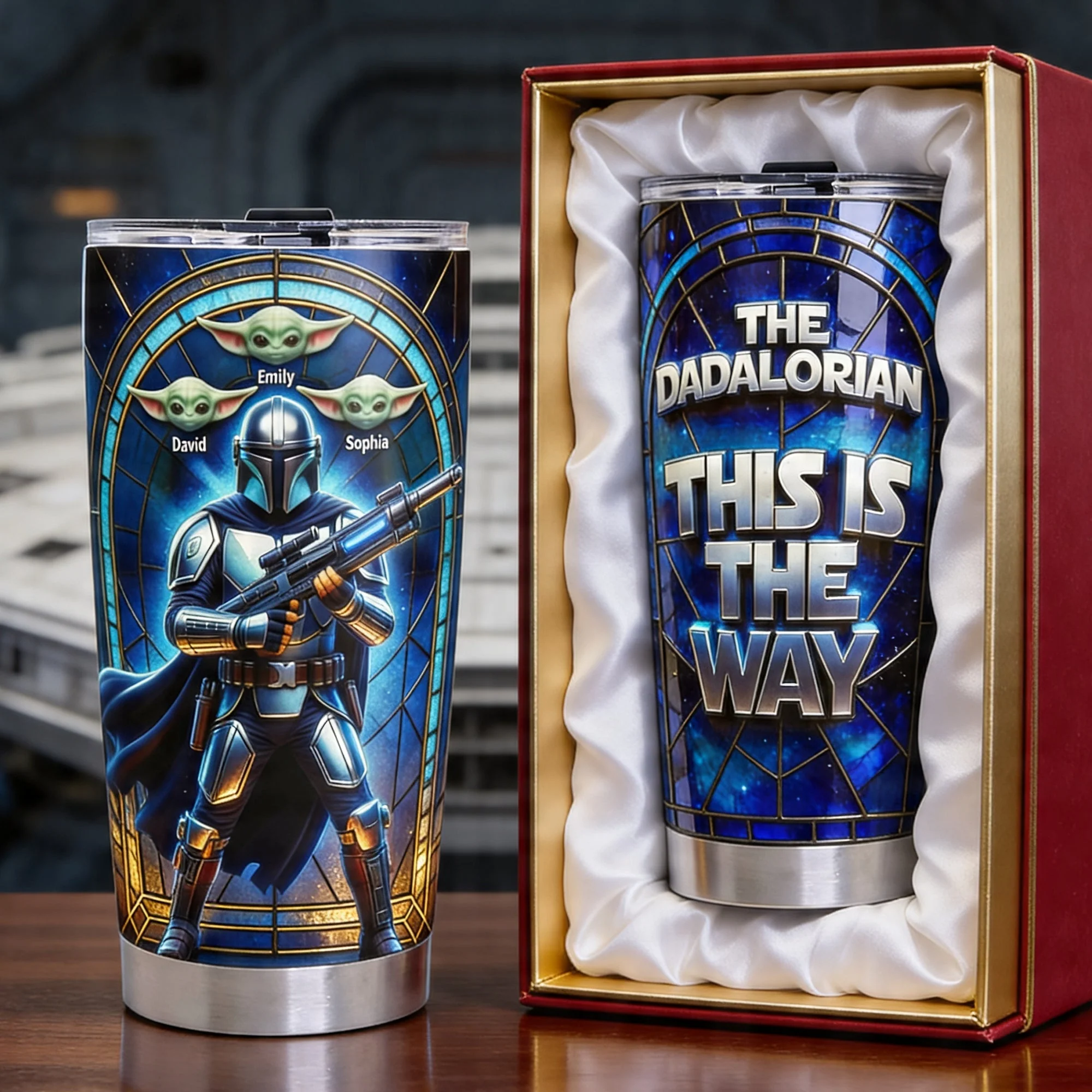 Stwa Galaxy Star Best Dad Ever - Personalized Tumbler - Gift For Dad, Movie Fans NL122 - Image 3