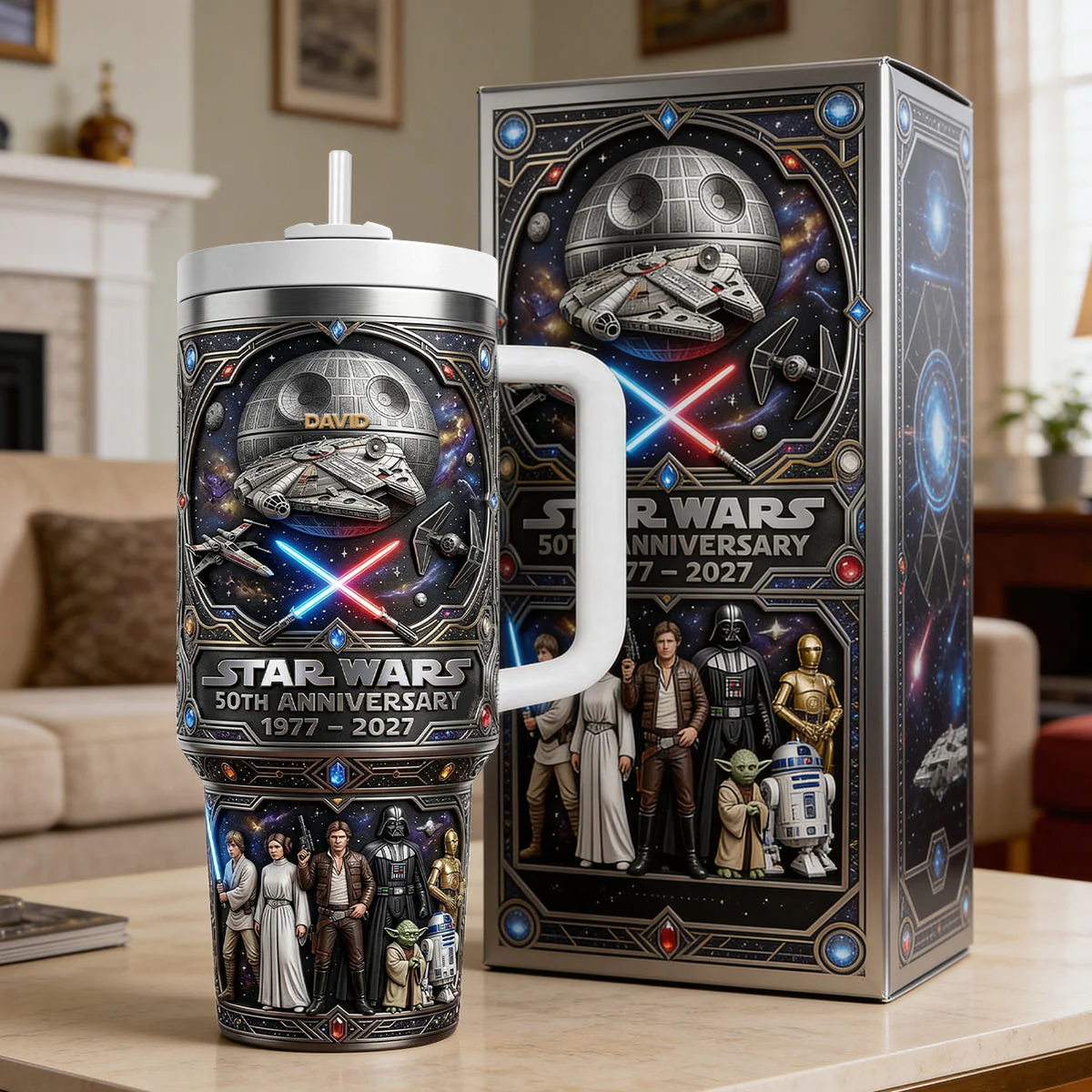 Stwa Galaxy Star Celebrate 50 Years Of Magic - Personalized Tumbler 40oz Cup With Straw - Gift For Movie Fans NL122 - Image 2
