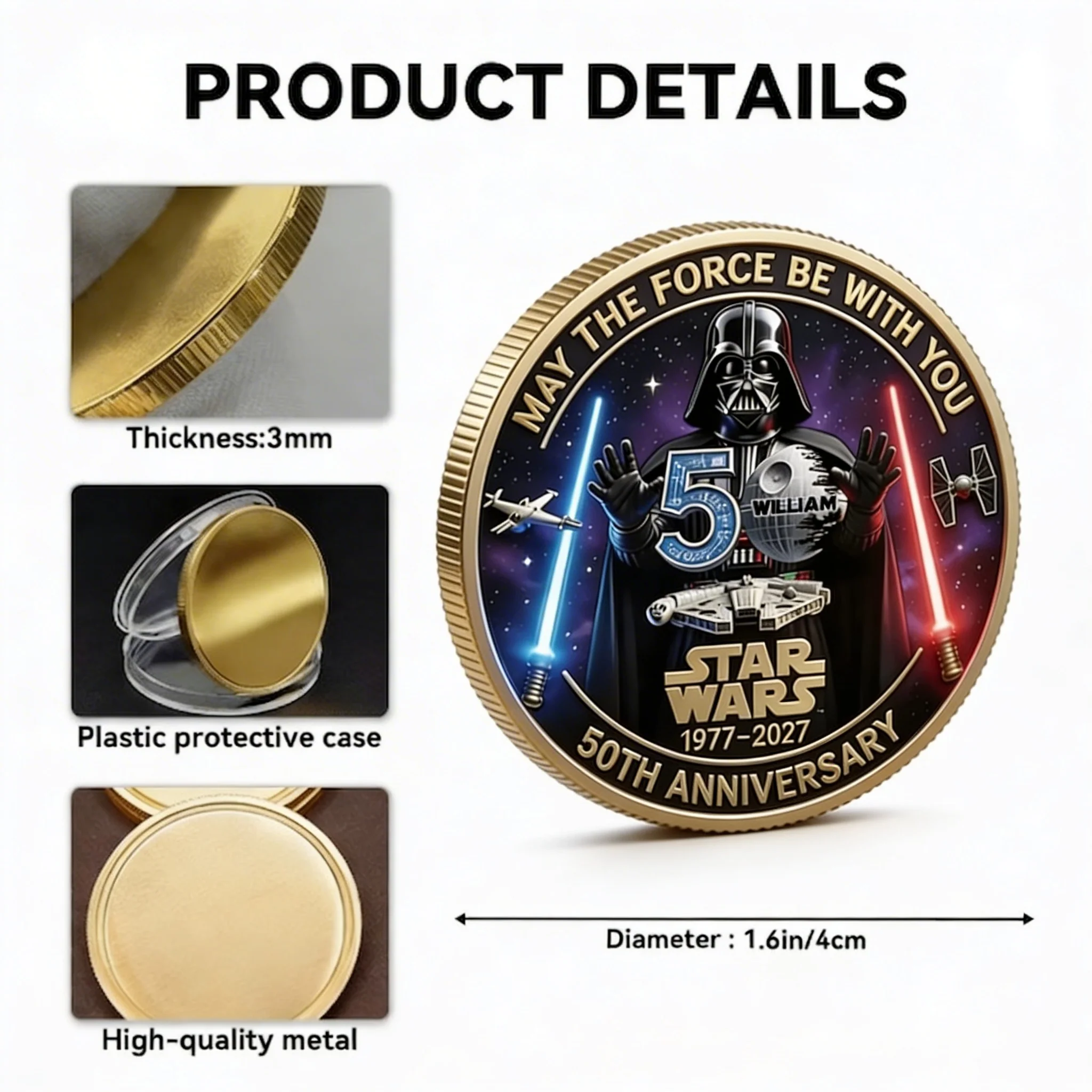 Stwa Galaxy Star Celebrate 50th Anniversary - Personalized Commemorative Coin - Anniversary Gift For Movie Fans NL122 - Image 5
