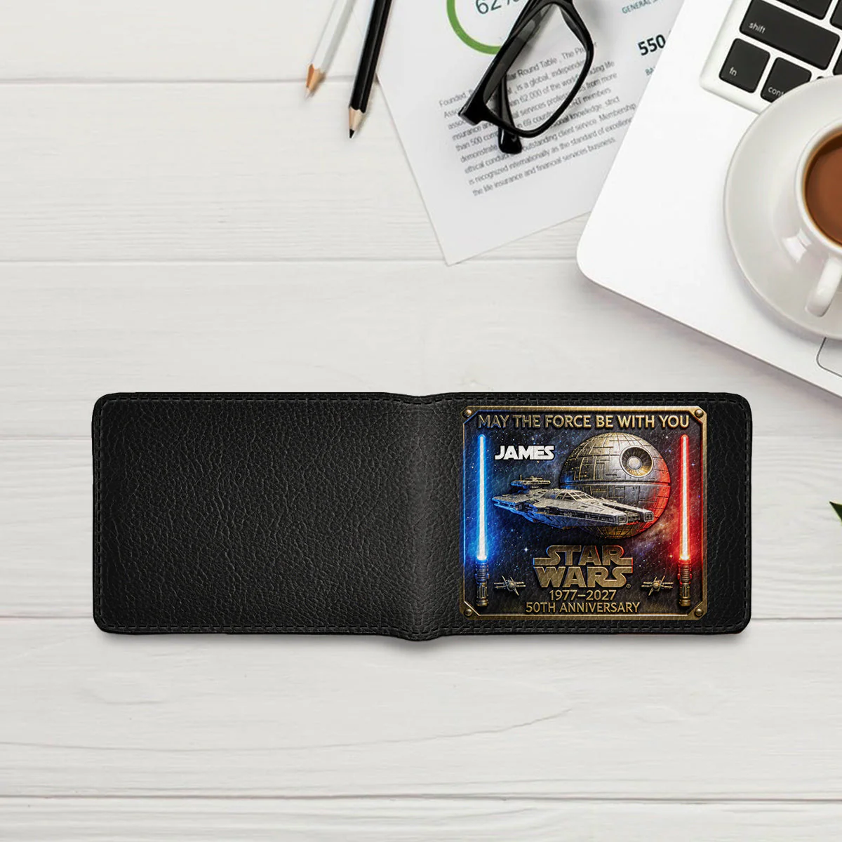 Stwa Galaxy Star Celebrate 50th Anniversary - Personalized Leather Folded Wallet - Gift For Movie Fans NL122 - Image 4