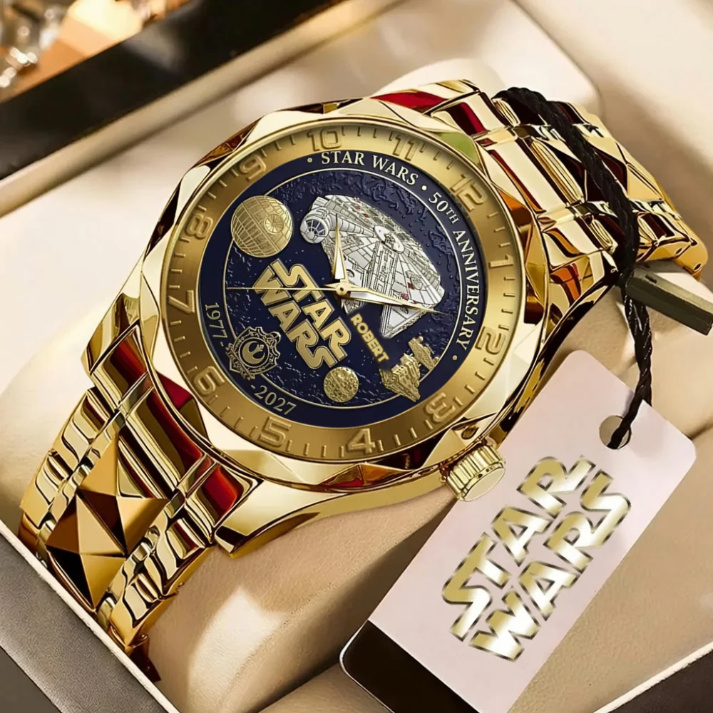 Stwa Galaxy Star Celebrate 50th Anniversary - Personalized Wrist Watch - Anniversary Gift For Movie Fans HH01