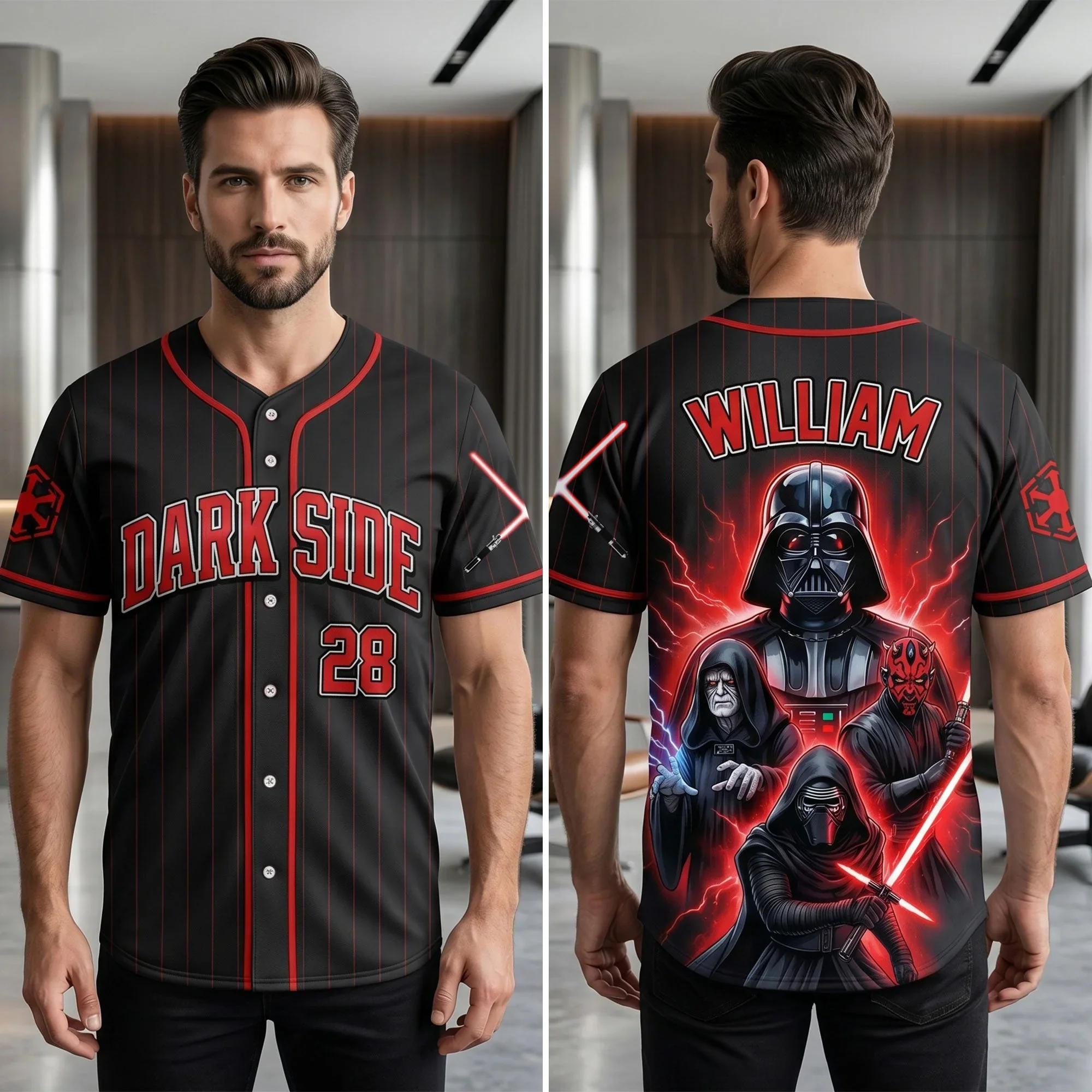 Stwa Galaxy Star Dark Side - Personalized Baseball Jersey - Gift For Movie Fans
