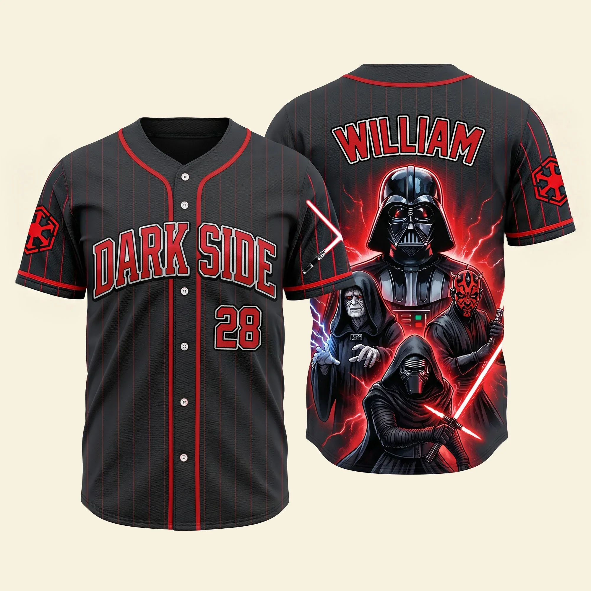 Stwa Galaxy Star Dark Side - Personalized Baseball Jersey - Gift For Movie Fans - Image 2