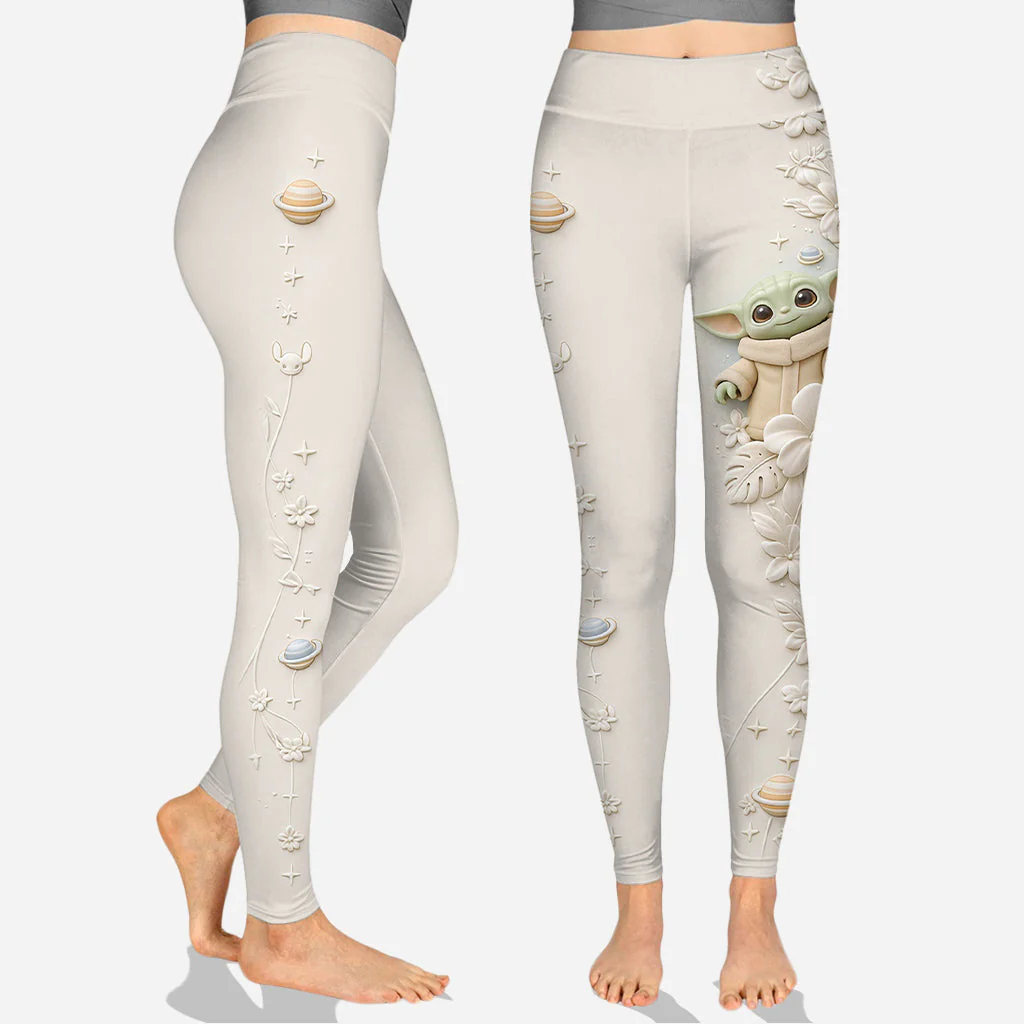 Stwa Galaxy Star Just Loves Baby Yoda - Personalized Hoodie And Leggings - Gift For Her, Movie Fans - Image 3