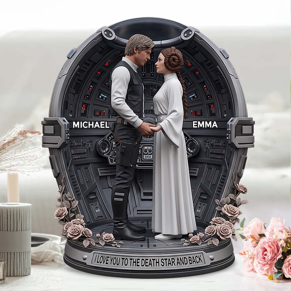 Stwa Galaxy Star Love You To The Death Star And Back - Personalized Custom Shaped Acrylic Plaque - Gift For Couples NL122