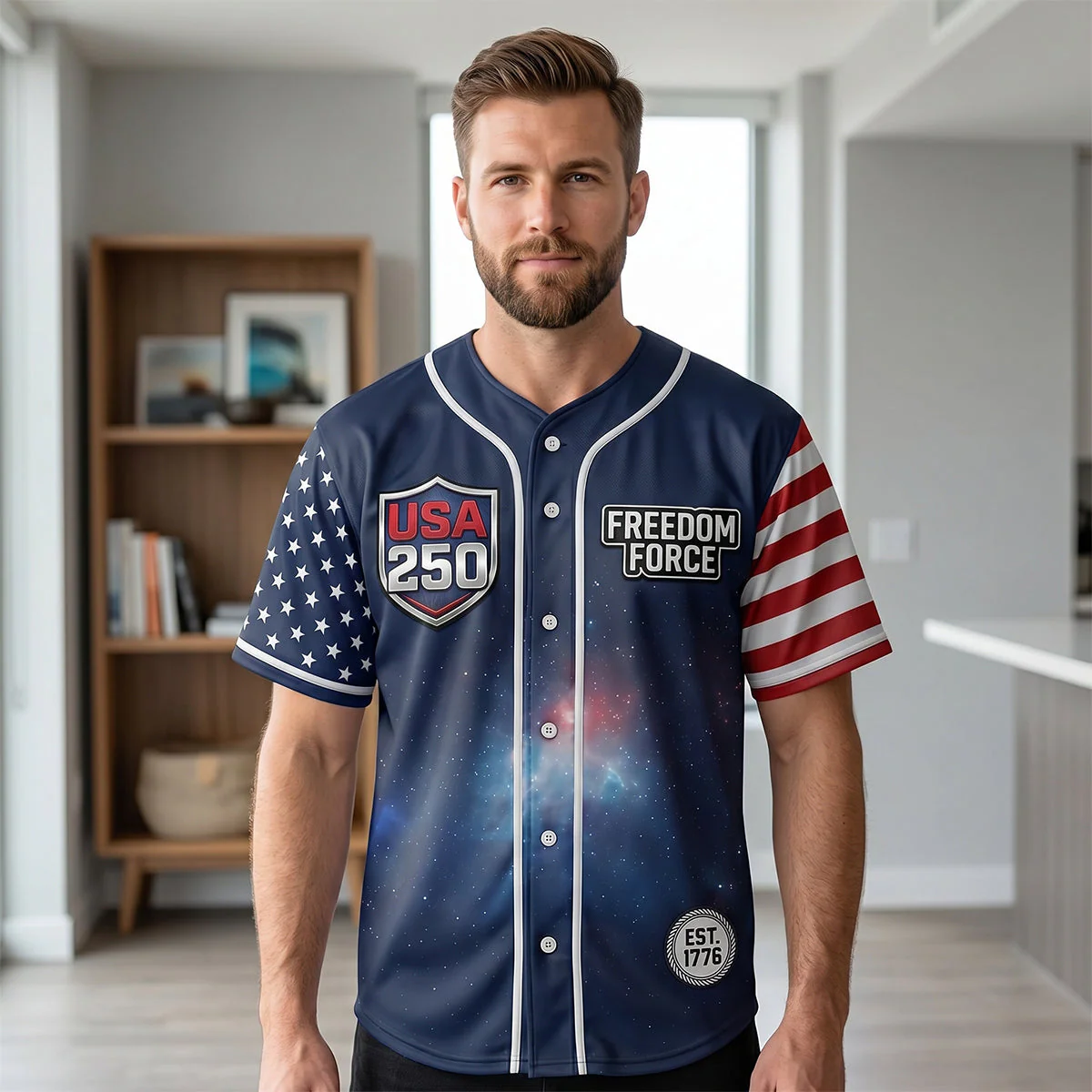 Stwa Galaxy Star May Freedom Be With You - Personalized Baseball Jersey - Gift For Patriots - Image 2