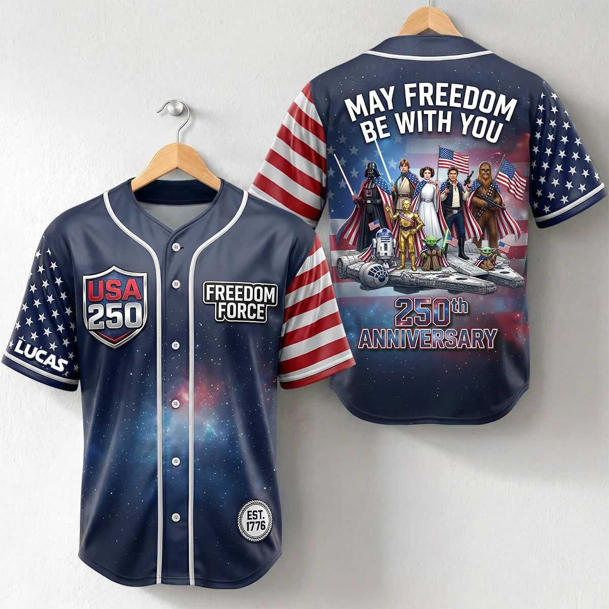 Stwa Galaxy Star May Freedom Be With You - Personalized Baseball Jersey - Gift For Patriots - Image 4