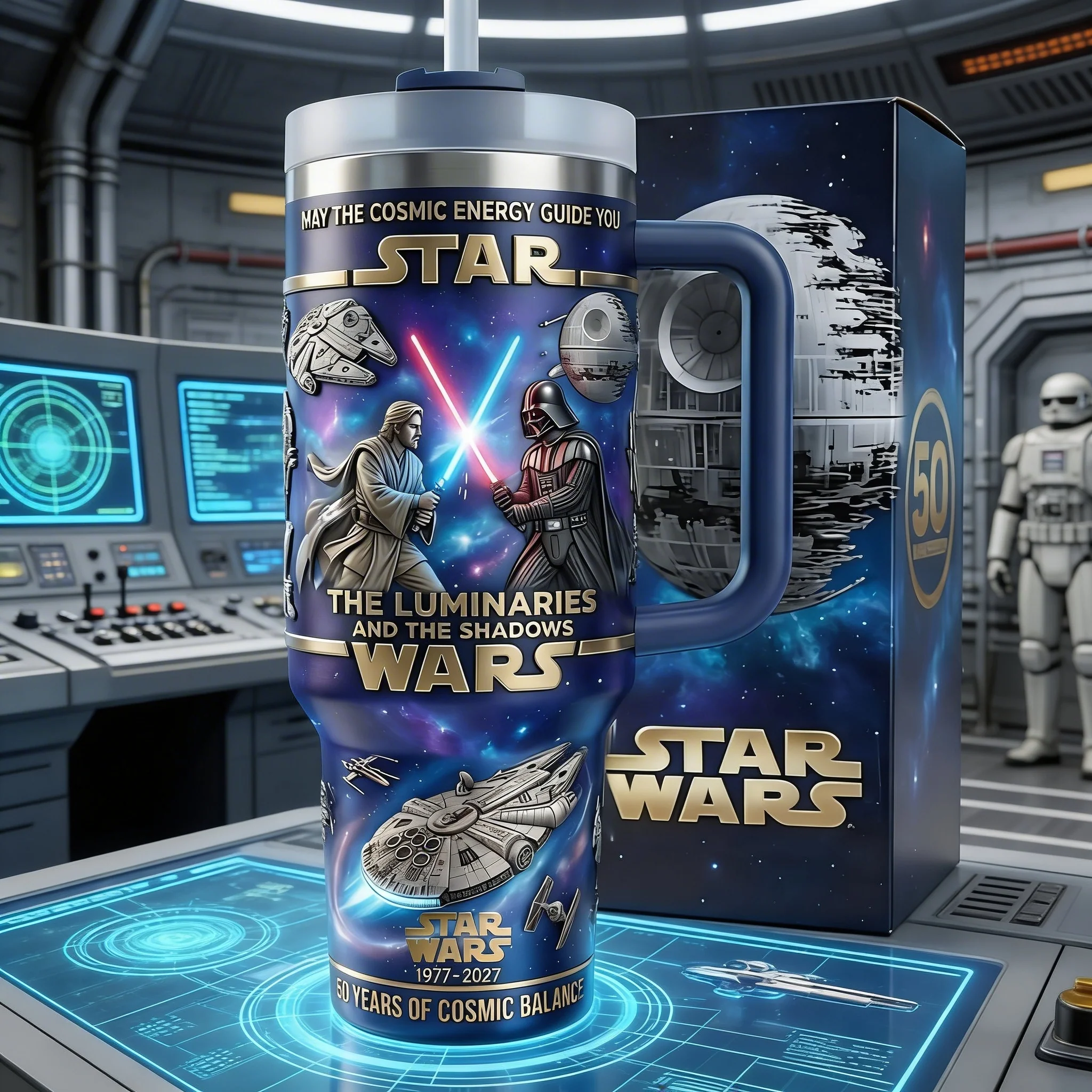 Stwa Galaxy Star May The Cosmic Energy Guide You - Personalized Tumbler 40oz Cup With Straw - Anniversary Gift For Movie Fans NL122 - Image 3