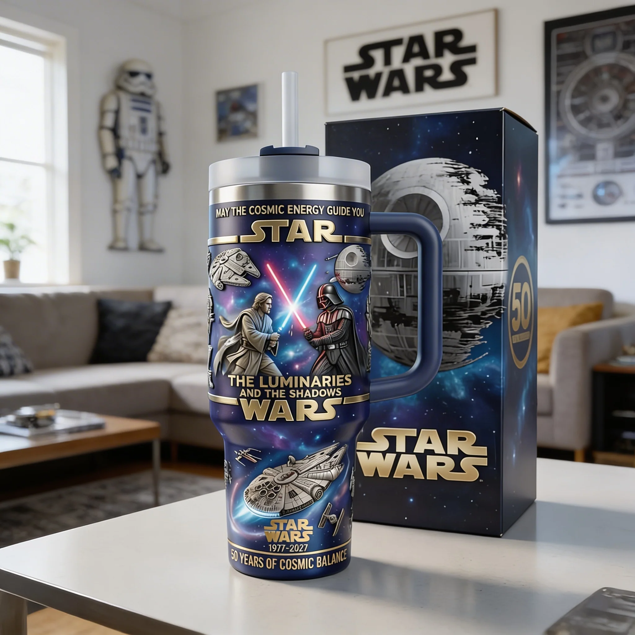Stwa Galaxy Star May The Cosmic Energy Guide You - Personalized Tumbler 40oz Cup With Straw - Anniversary Gift For Movie Fans NL122 - Image 4