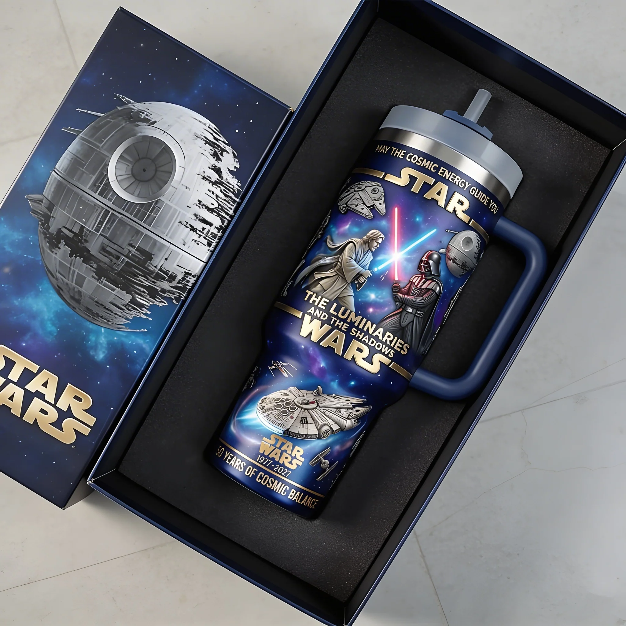 Stwa Galaxy Star May The Cosmic Energy Guide You - Personalized Tumbler 40oz Cup With Straw - Anniversary Gift For Movie Fans NL122 - Image 5