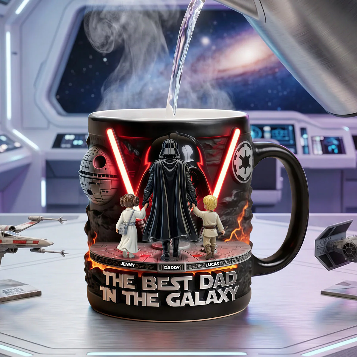 Stwa Galaxy Star The Best Dad - Personalized Accent Mug - Gift For Dad, Movie Fans NL122