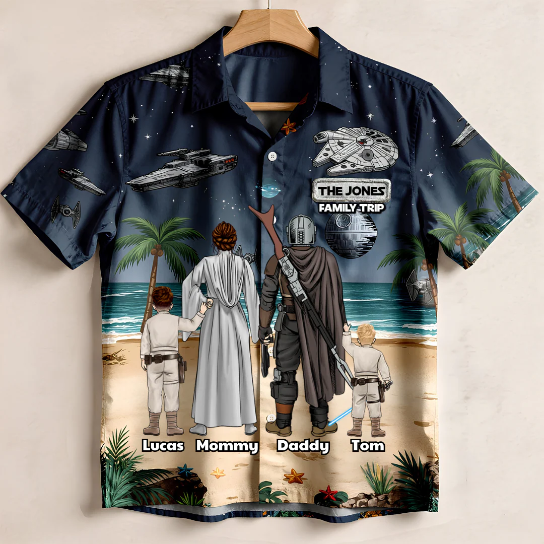 Stwa Galaxy Warrior Family Summer Vacation - Personalized Hawaiian Shirt - Gift For Family, Fan Movies - Image 3