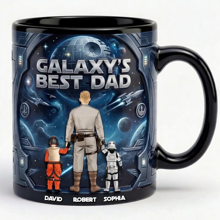 Stwa Galaxy's Best Dad - Personalized Coffee Mug - Gift For Dad, Father's Day - Image 5