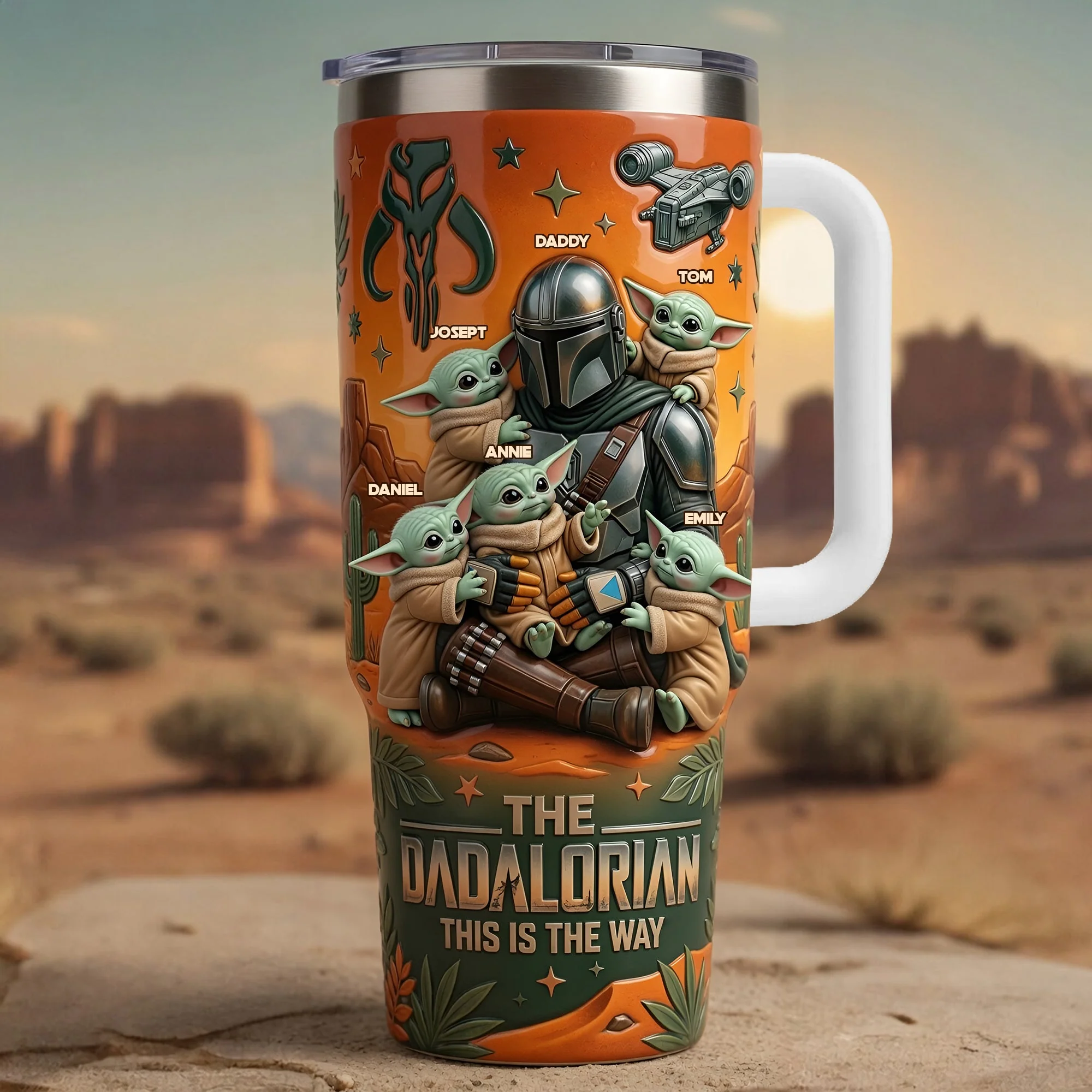 Stwa Galxy Star The Dadalorian This Is The Way - Personalized Tumbler With Handle - Gift For Father's Day