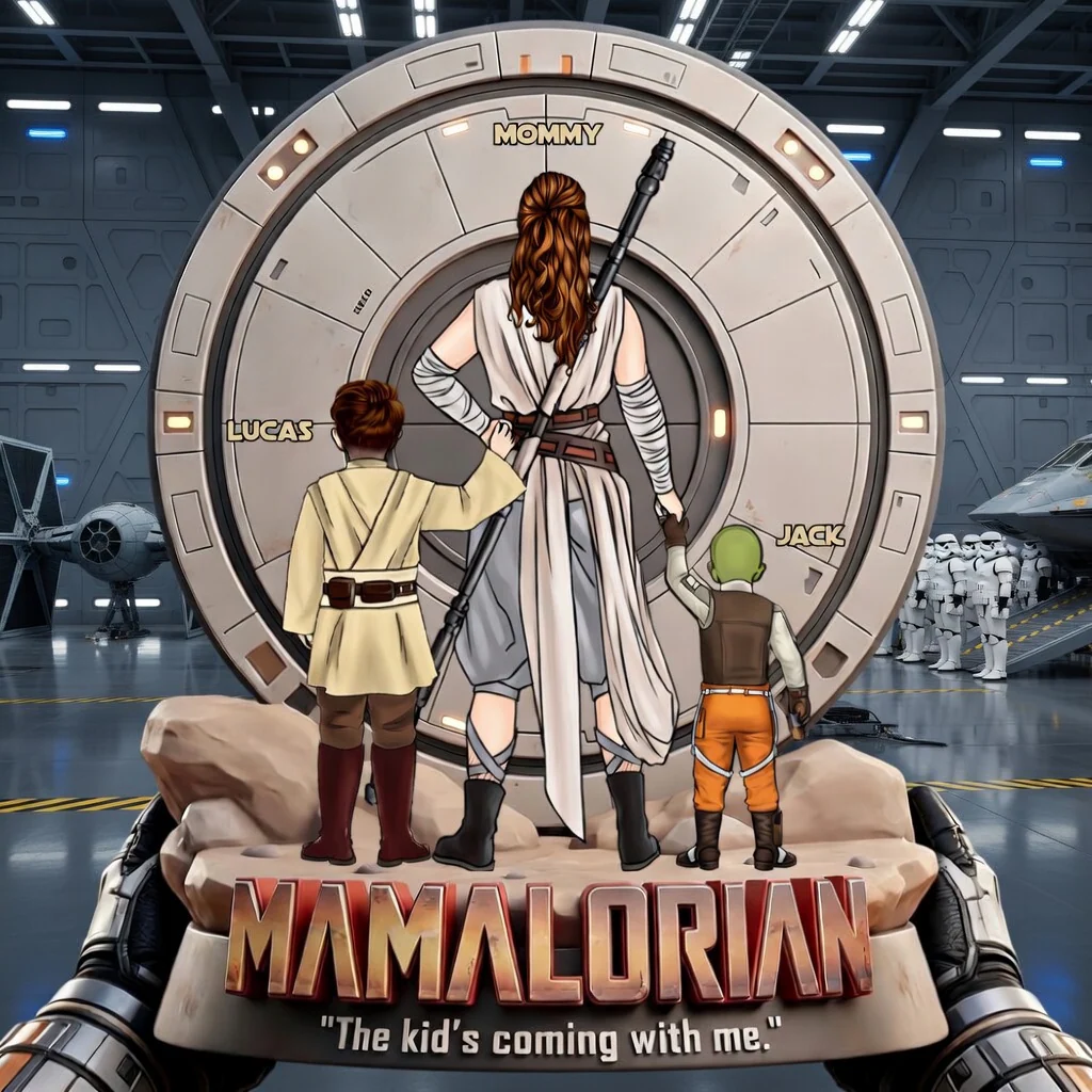 Stwa Mamalorian The Kid's Is Coming - Personalized Shape Acrylic Plaque - Gift For Mom - Image 2