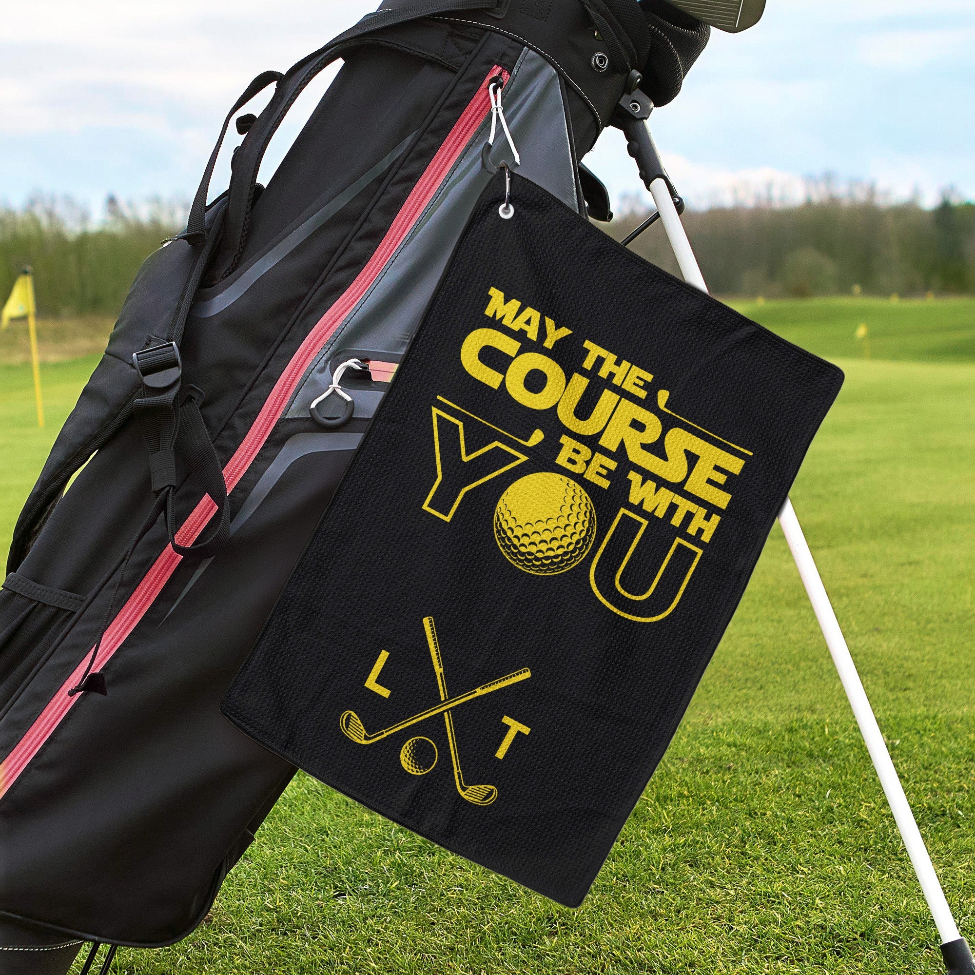 Stwa May The Course Be With You - Personalized Golf Towel - Gift For Dad, Grandpa, Golf Lovers - Image 2