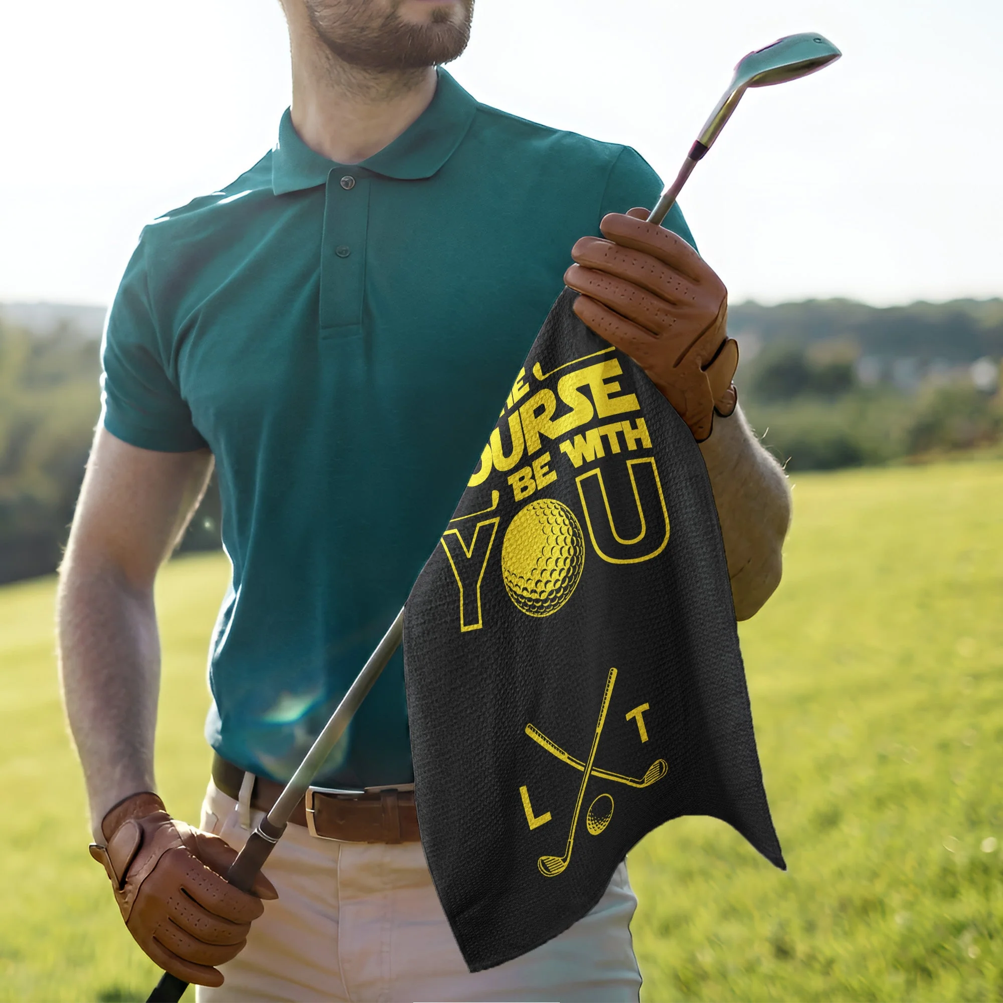 Stwa May The Course Be With You - Personalized Golf Towel - Gift For Dad, Grandpa, Golf Lovers - Image 4
