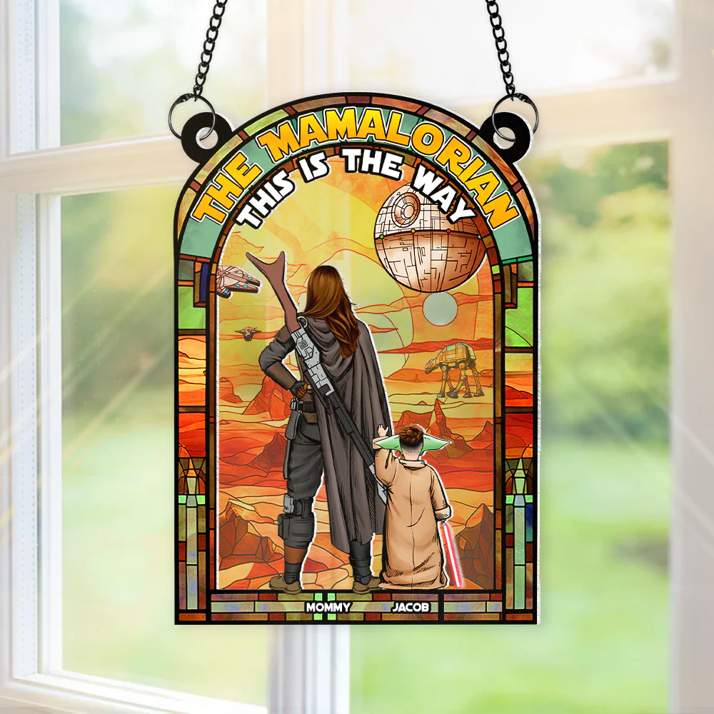 Stwa Mom Outer Space Planet - Personalized Window Hanging Suncatcher - Gifts For Mom  | CL08.Ver3