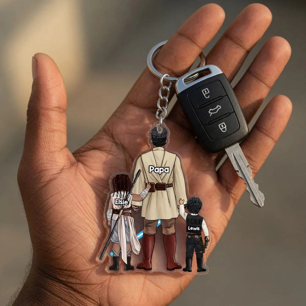 Stwa Space Warrior Dad - Personalized Acrylic Keychain - Gift For Dad - Image 2