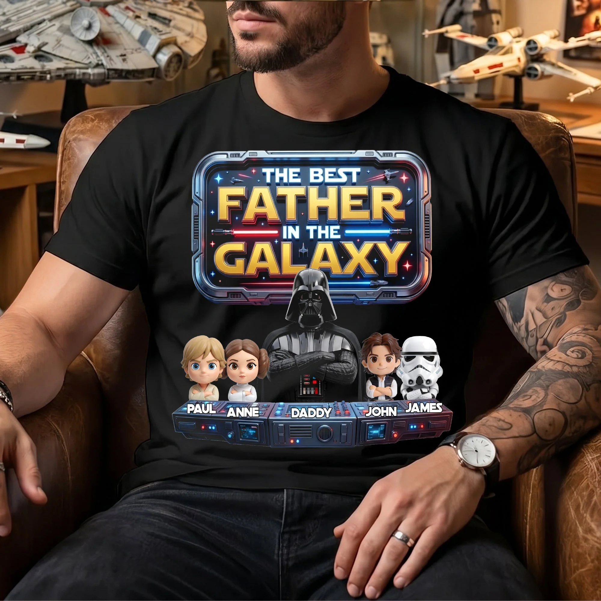 Stwa The Best Father In The Galaxy - Personalized Shirt - Gift For Dad, Movies Fan - Image 2