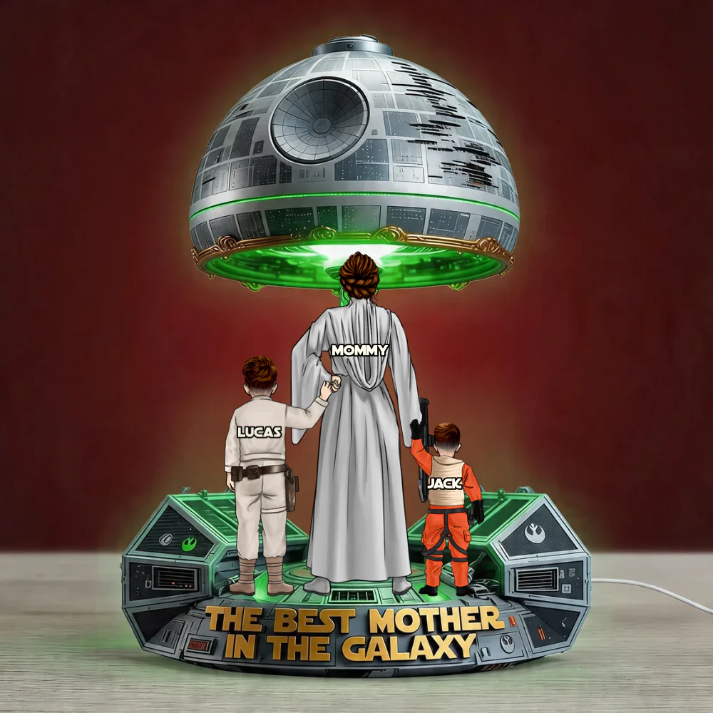 Stwa The Best Mother In The Galaxy - Personalized Shape Acrylic Light Box - Gift For Mom HN02