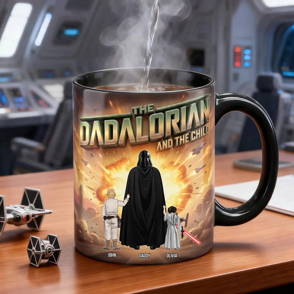 Stwa The Dadalorian And The Child - Personalized Color Changing Mug - Gift For Dad - Image 4