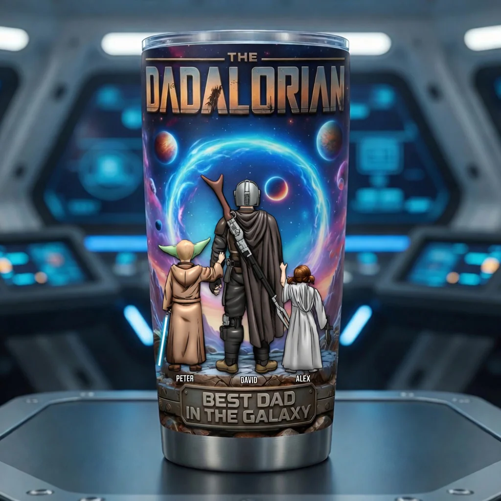 Stwa The Dadalorian Best Space - Personalized Tumbler - Gift For Dad