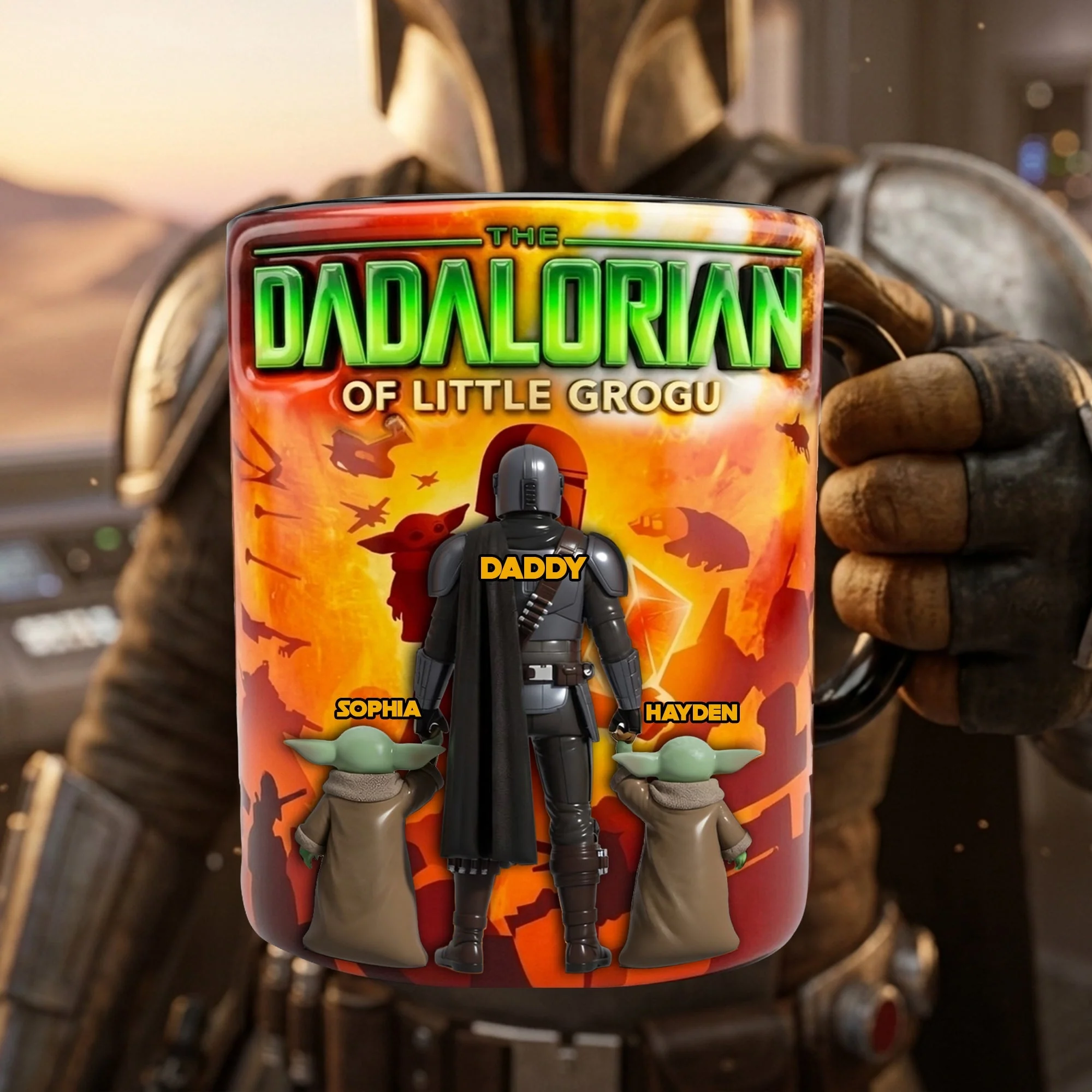 Stwa The Dadalorian Of Little Kid - Personalized Color Changing Mug - Gift For Dad, Movies Fan
