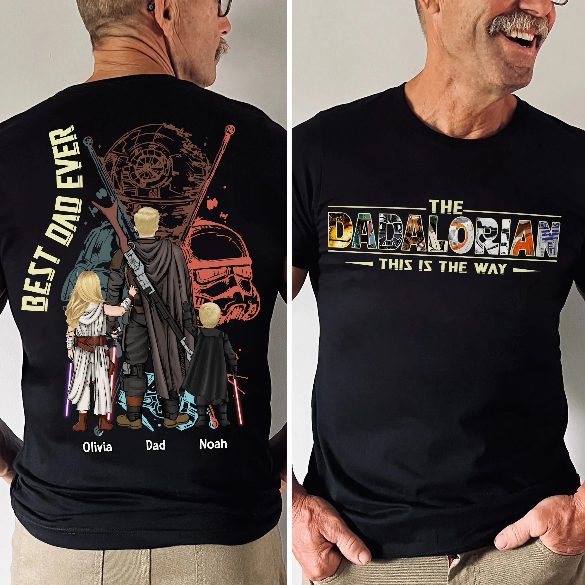 Stwa The Dadalorian This Is The Way - Personalized Shirt 2 Side - Gift For Dad