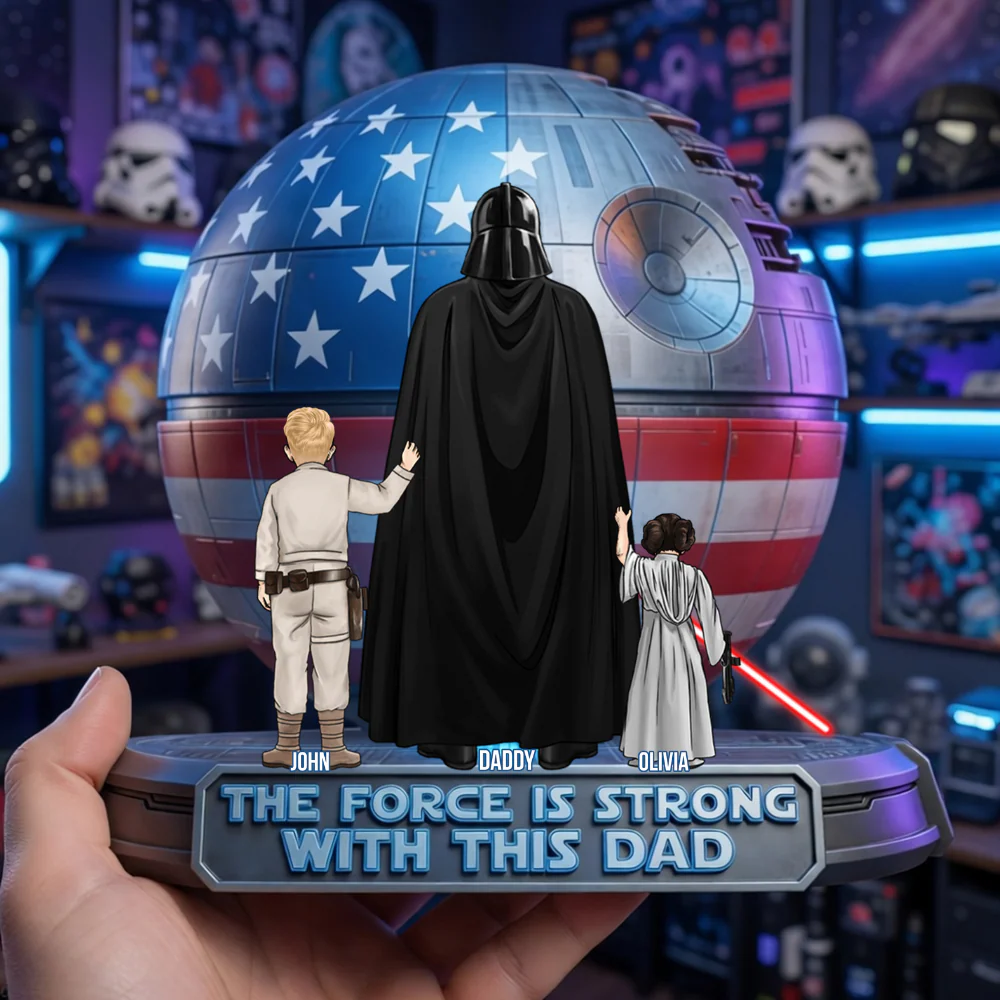 Stwa The Force Is Strong With This Dad - Personalized Shape Acrylic Plaque - Gift For Dad - Image 2