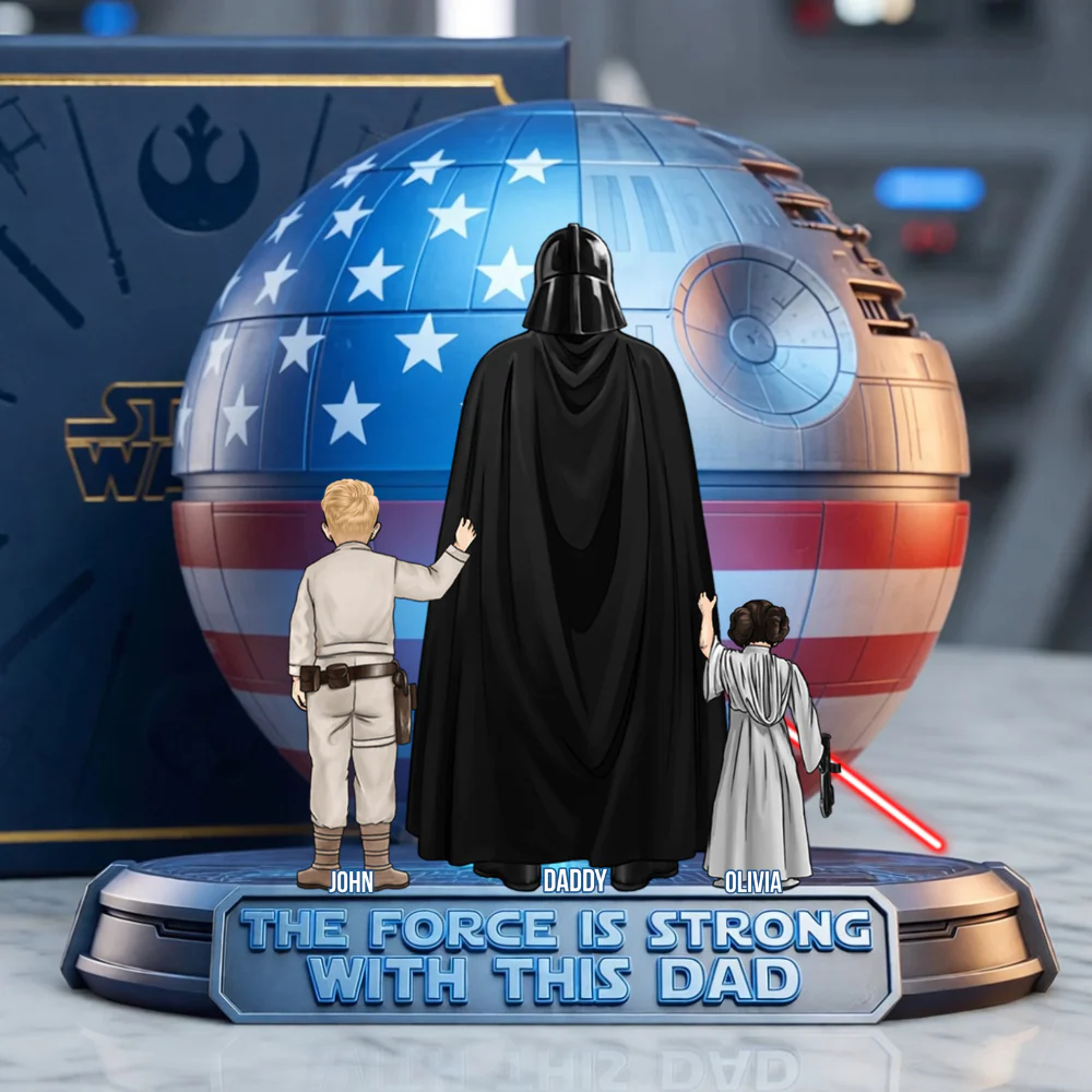 Stwa The Force Is Strong With This Dad - Personalized Shape Acrylic Plaque - Gift For Dad - Image 3