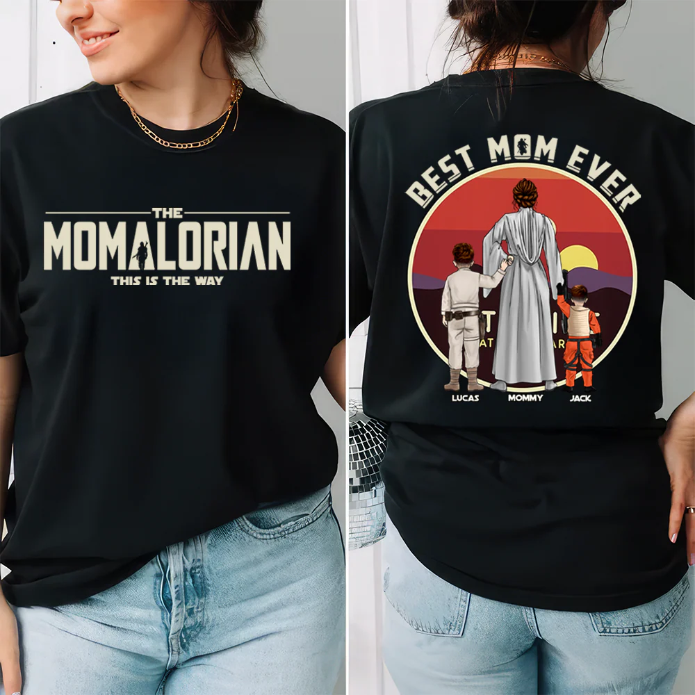 Stwa The Momalorian Best Mom Ever - Personalized Shirt 2 Side - Gift For Mom - Image 2