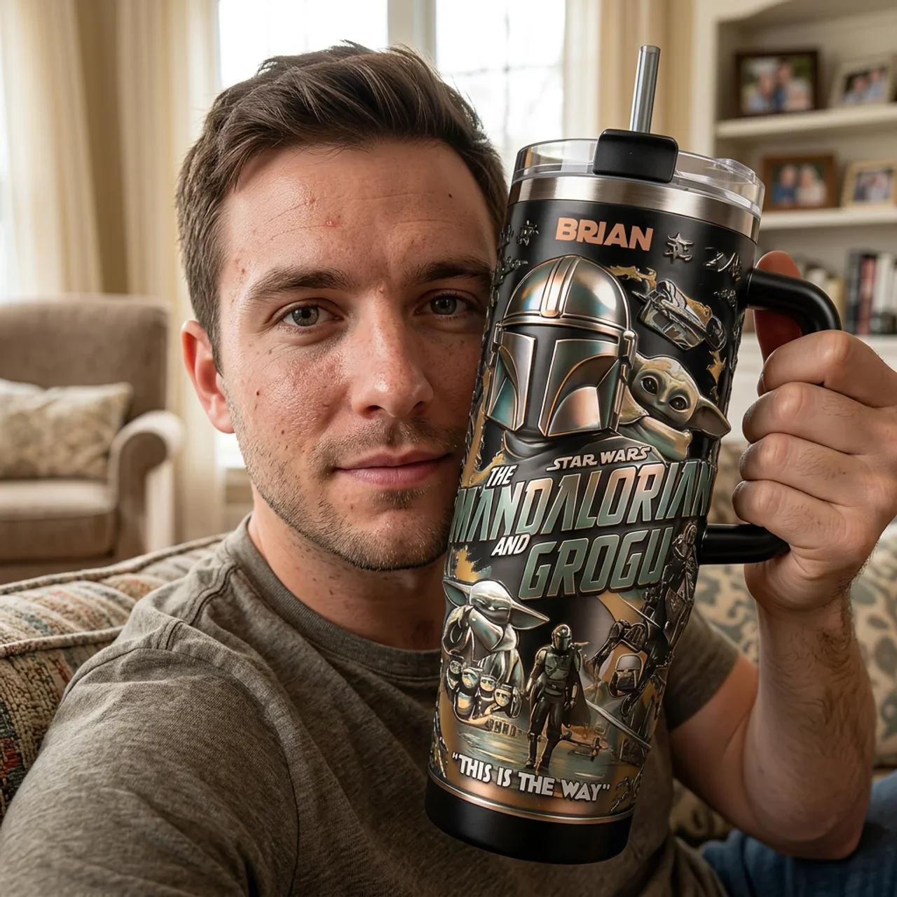 Stwa This Is The Way - Personalized Tumbler With Handle - Gift For Movie Fans - Image 2