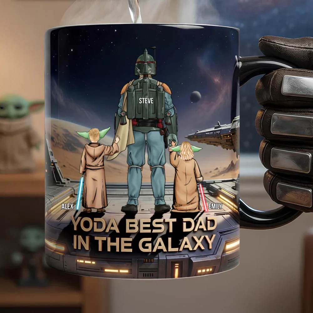 Stwa YD Best Dad In The Galaxy - Personalized Accent Mug - Gift For Dad - Image 2