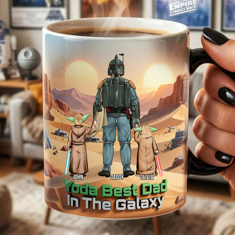 Stwa YD Best Dad In The Galaxy - Personalized Accent Mug - Gift For Dad - Image 2