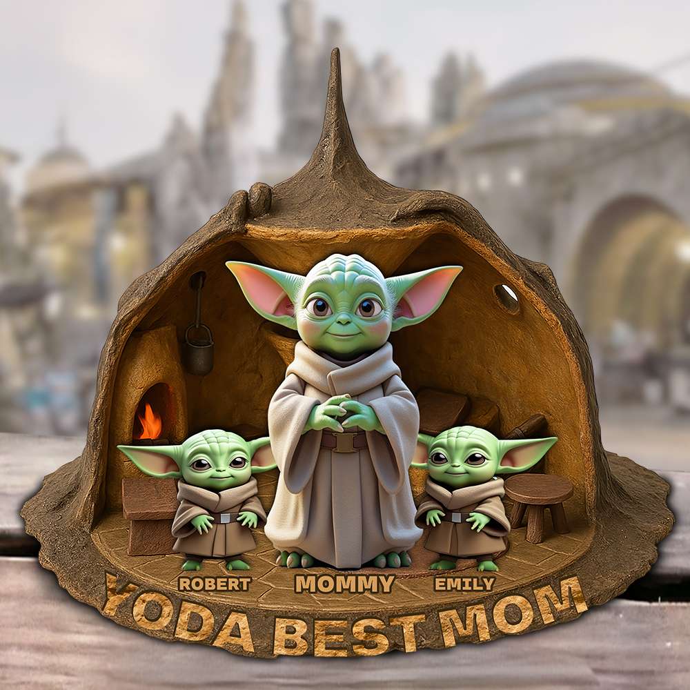 Stwa Yoda Best Mom - Personalized Custom Shaped Acrylic Plaque - Gift For Mom, Movie Fans NL122