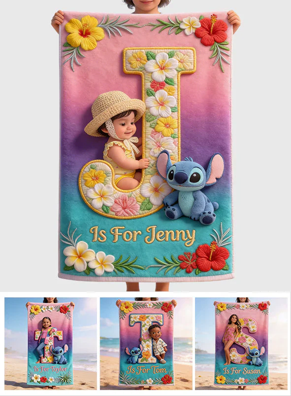 Summer Beach Vacation With Cute Aliens And Little Kid - Personalized Custom Photo Beach Towel - Vacation Gift For Movie Fans - Sti - Image 2