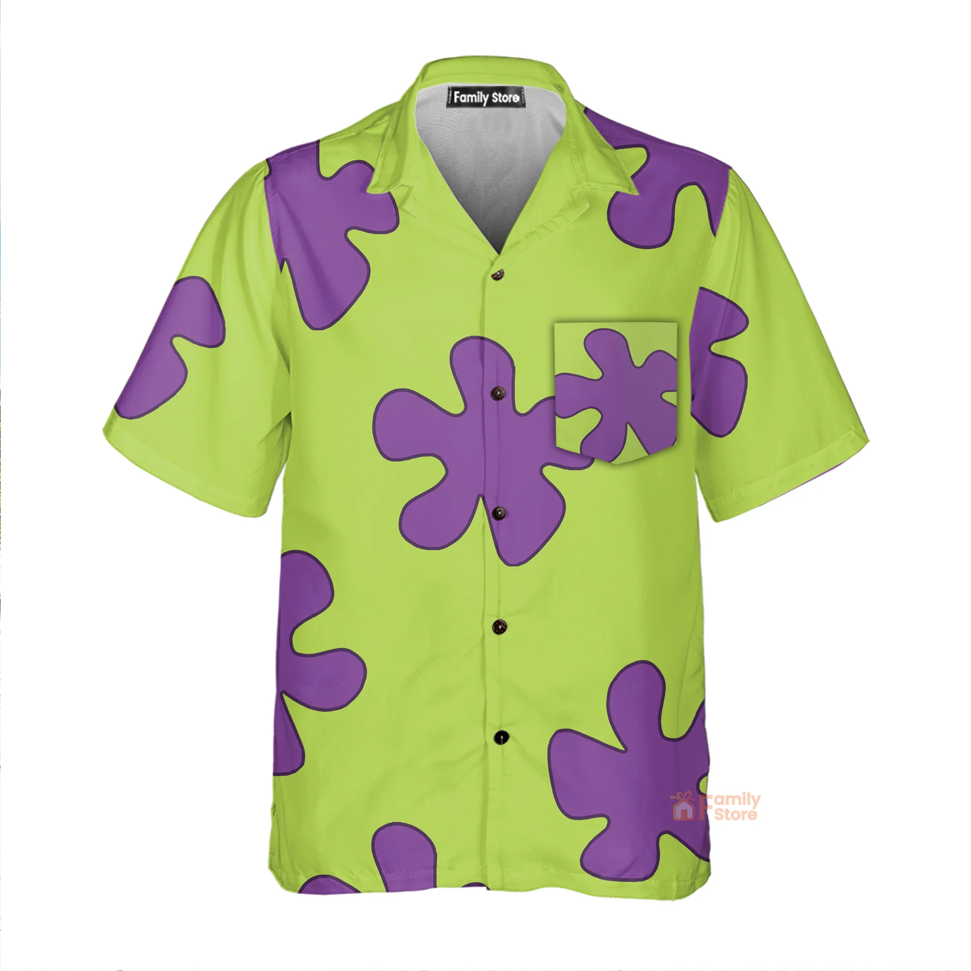 Summer Casual Patrick Star Cartoon Image Printing Hawaiian Shirt - Image 2