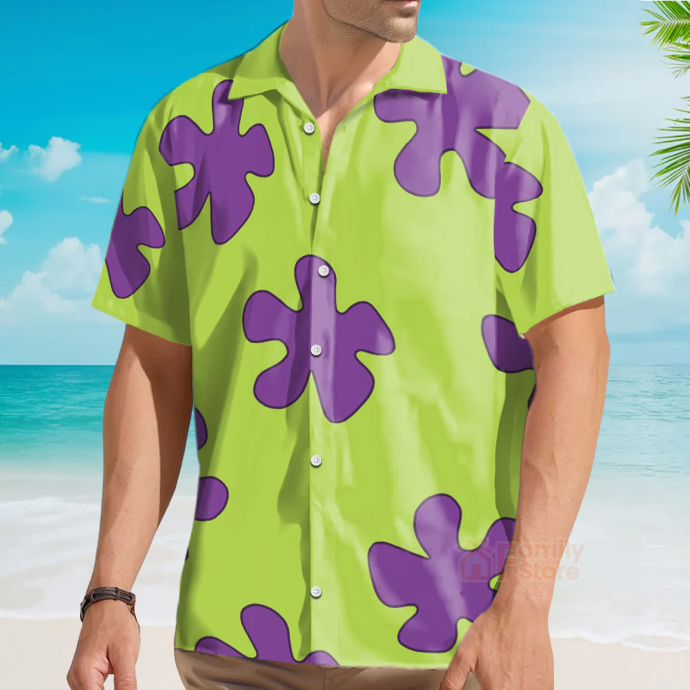 Summer Casual Patrick Star Cartoon Image Printing Hawaiian Shirt - Image 4