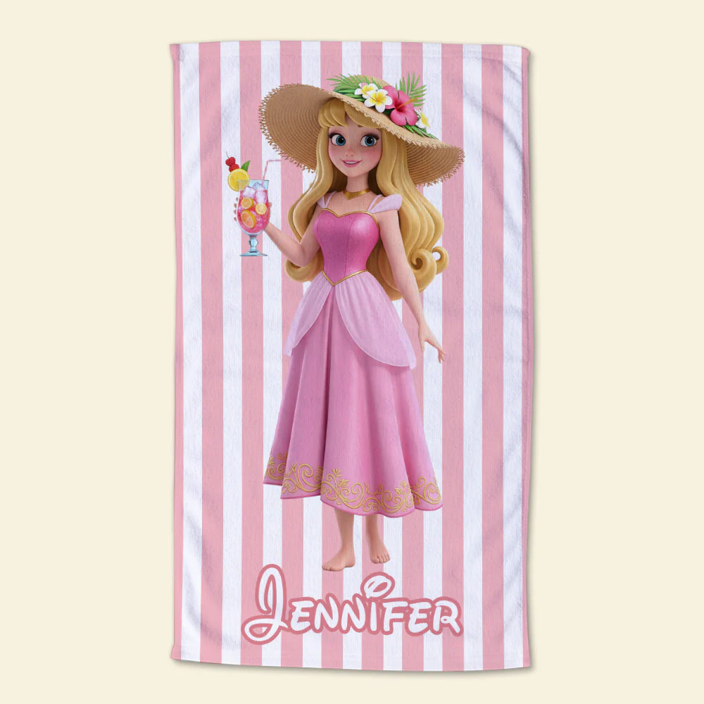 Summer Time With Beautiful Princess - Personalized Beach Towel - Vacation Gift For Movie Fans - DSNY - Image 3