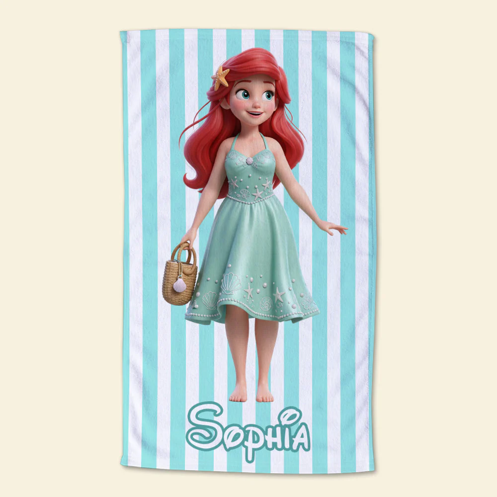 Summer Time With Beautiful Princess - Personalized Beach Towel - Vacation Gift For Movie Fans - DSNY - Image 4