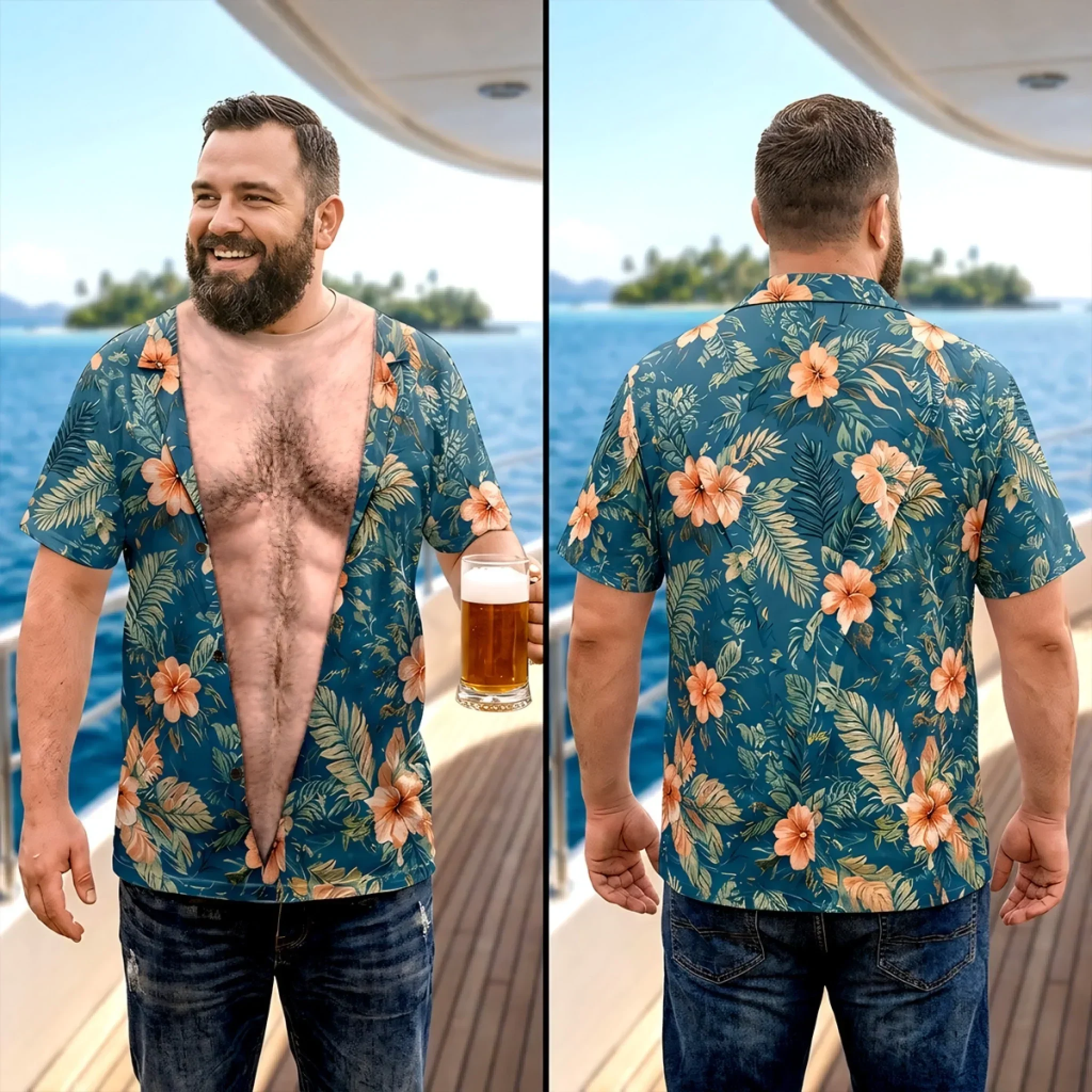 Summer Vacation Hawaiian - Personalized All Over Shirt - Gifts For Husband, Him - Image 4