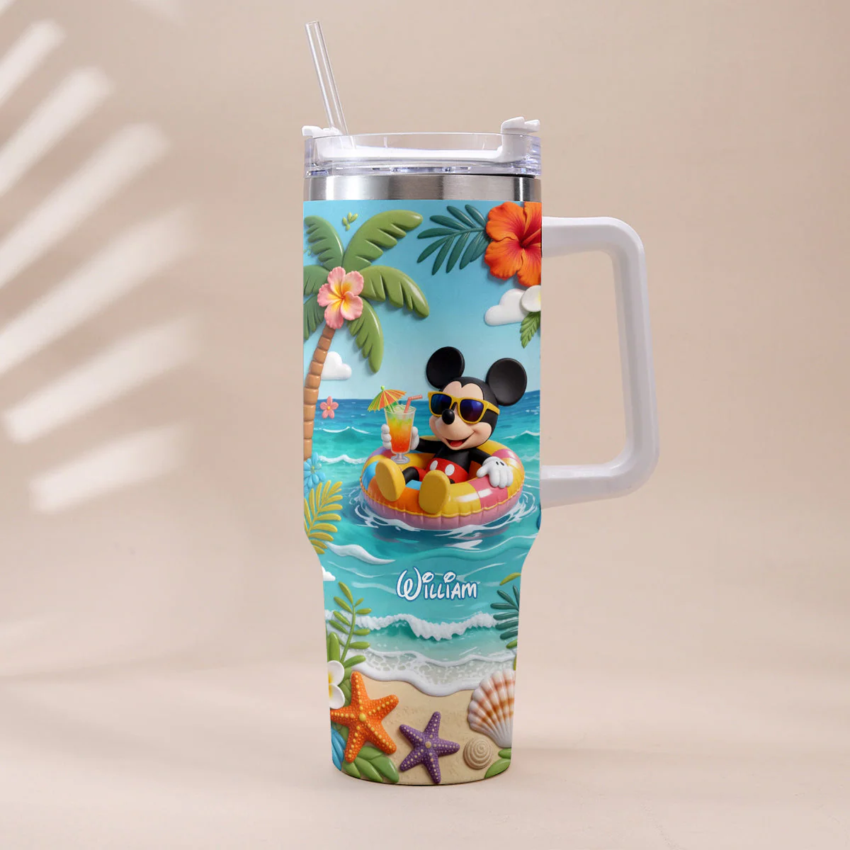 Summer Vibes Magic Mouse - Personalized Tumbler With Handle - Gift For Movie Fans - MkMo - Image 5