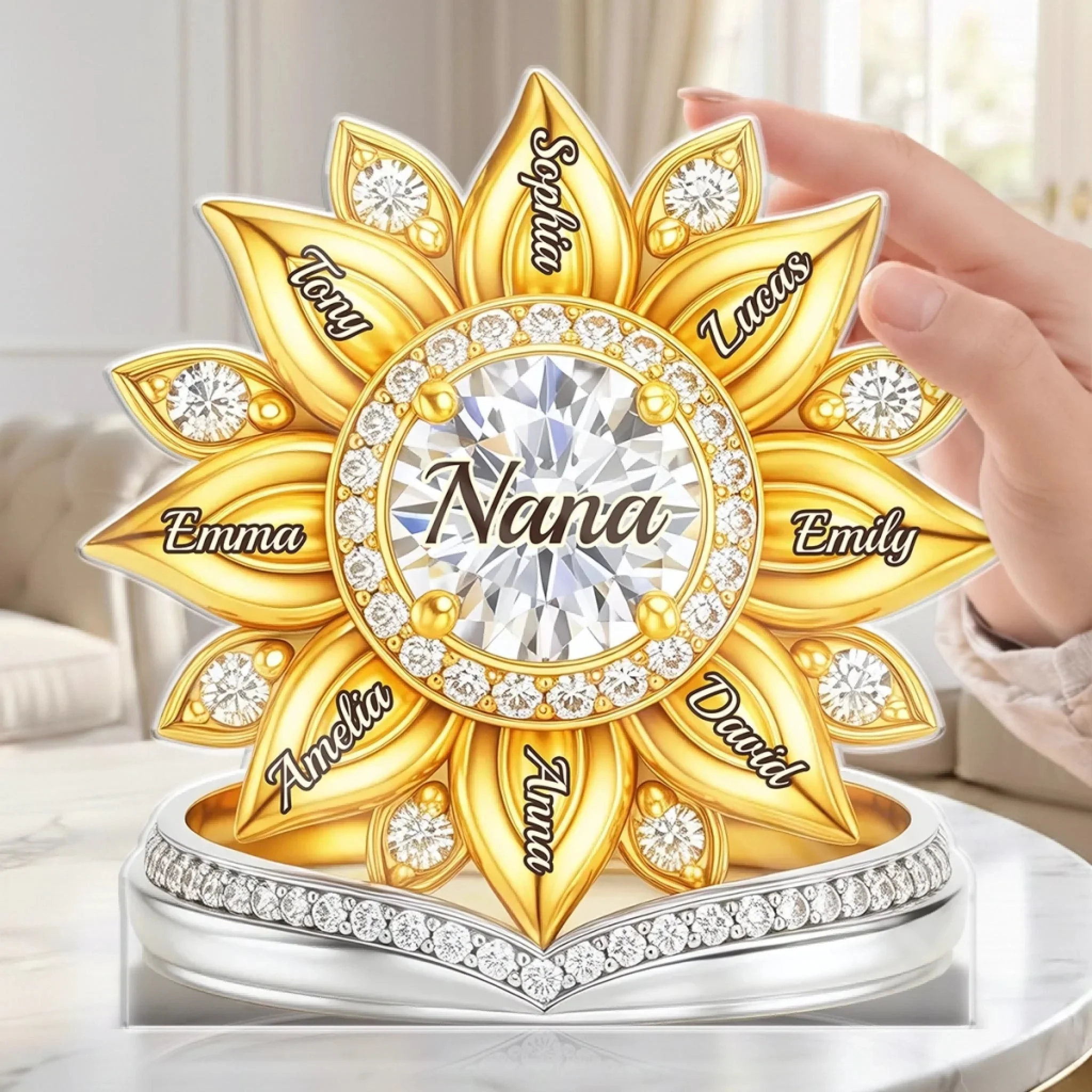 Sunflower A Golden Symbol Of Togetherness - Personalized Shape Acrylic Plaque - Gift For Mom, Grandma HN02 - Image 3