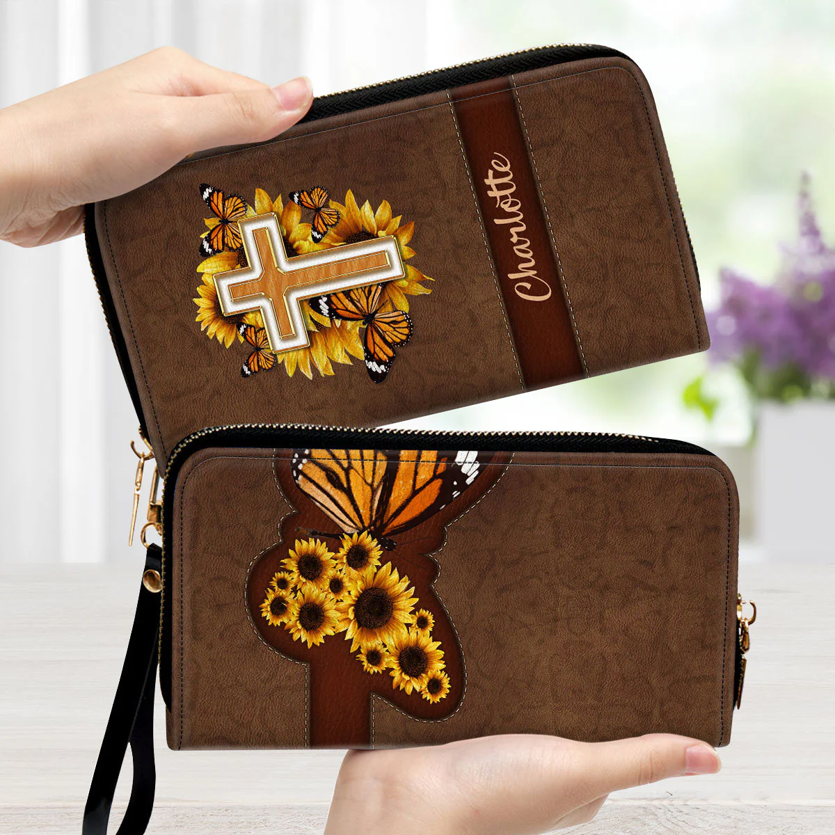 Sunflower - Beautiful Personalized Leather Long Wallets - AT4081242 - Image 2