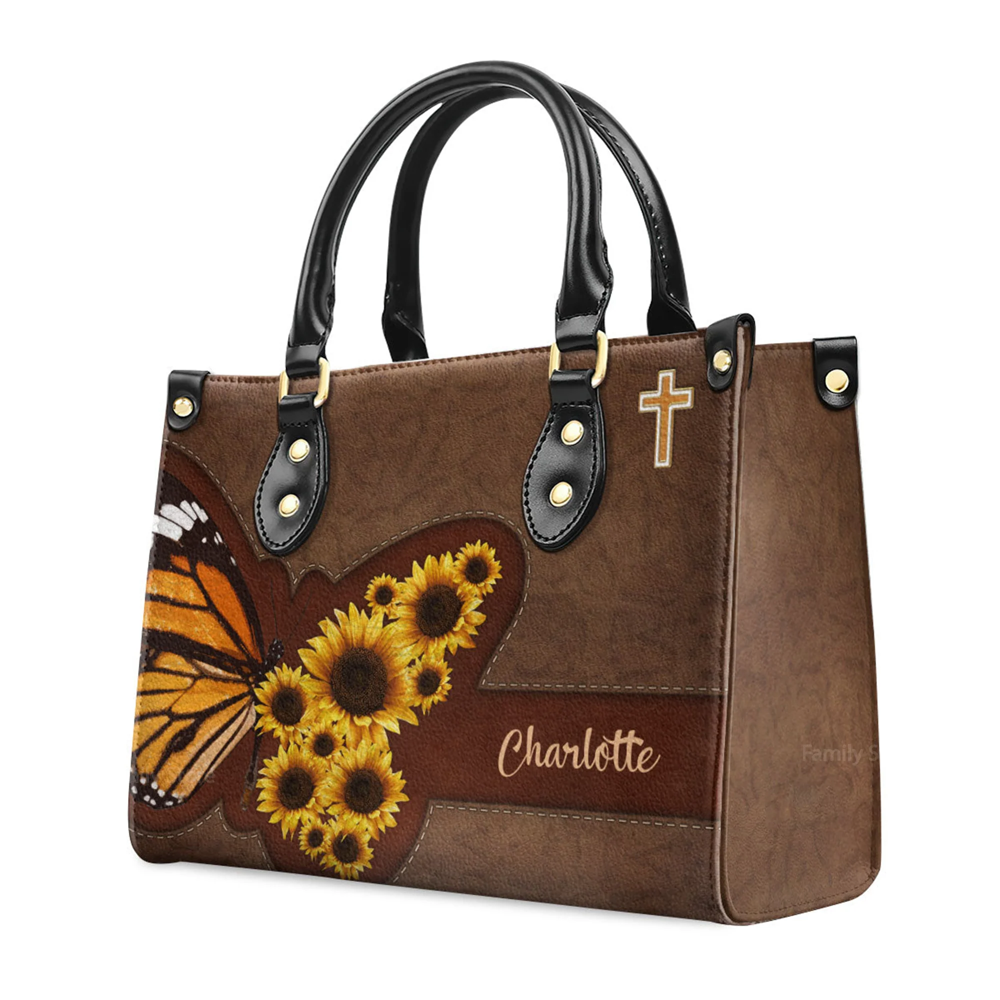 Sunflower - Beautiful Personalized Leather Handbag - AT4081242 - Image 3